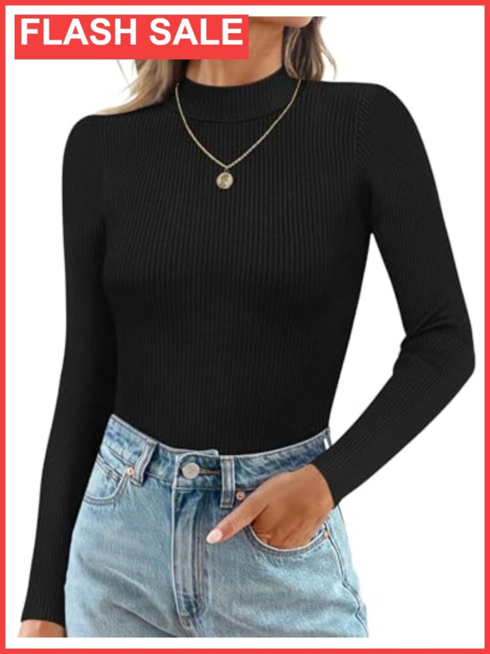 Mock Turtleneck Long Sleeve Ribbed Top Thermal Base Layer Slim Fit